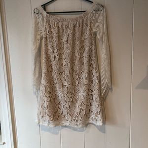 White off the shoulder lace dress
